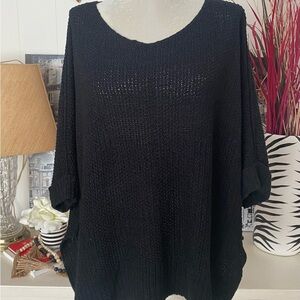 Easel It's a Breeze Tunic Sweater Knit Top Women's Sm Black Lightweight EUC